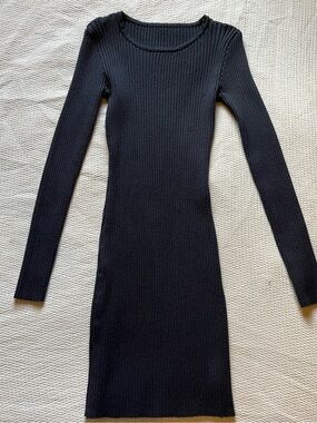 Black Ribbed Bodycon Dress